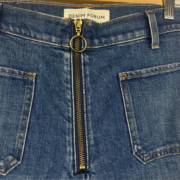 Denim Forum just peachy Straight Leg Jeans in Classic Blue zipper design 28 - Picture 6 of 11